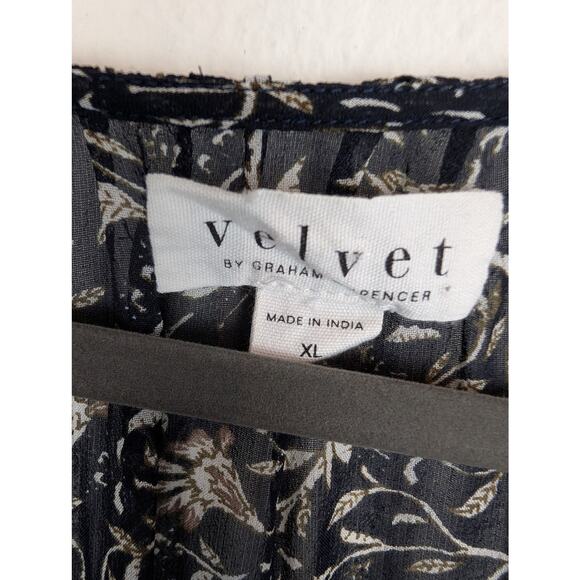 Velvet Graham Spencer Tracia Scoop Neck Beaded Floral Sheer Black Size XL - Picture 11 of 13